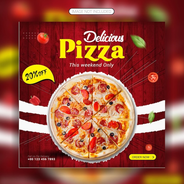 Délicieuse Pizza De Restauration Rapide Promotion Des Médias Sociaux Et Bannière Instagram Ou Modèle De Conception De Poste De Pizza