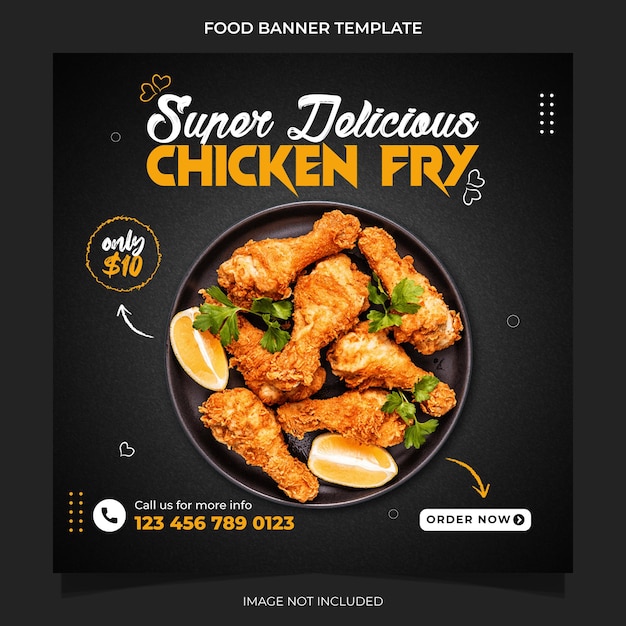 Délicieuse Promotion De Frites De Poulet Ou Menu Alimentaire Bannière De Médias Sociaux Et Conception De Modèle De Publication Instagram