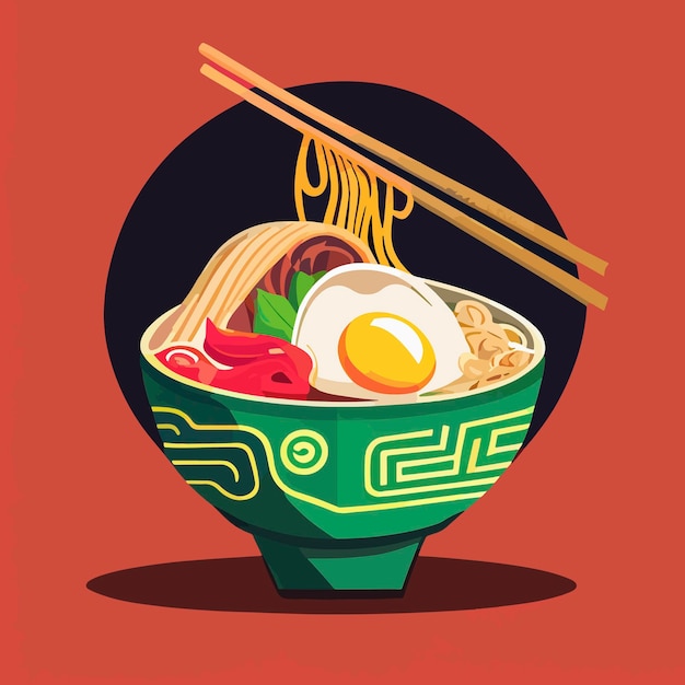 Délicieuses Nouilles Ramen Avec Illustration De Doodle Aux Oeufs