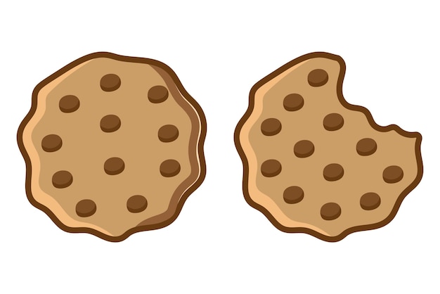 Vecteur délicieuses pâtisseries traditionnelles avec des morceaux de chocolat biscuits cassés illustration vectorielle dans un style plat de dessin animé isolé