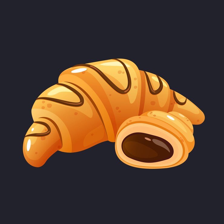 Vecteur délicieux croissant français avec garniture au chocolat produits de boulangerie