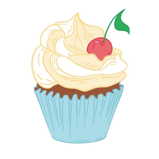 Délicieux Cupcake Festif Avec De La Crème Et Des Décorations D'anniversaire