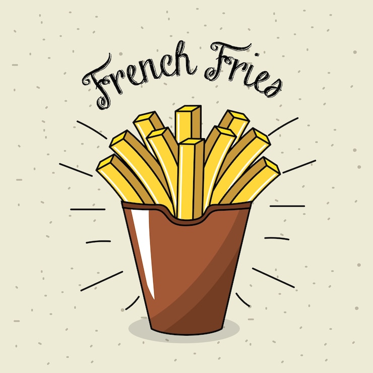 Vecteur délicieux frites repas rapide français