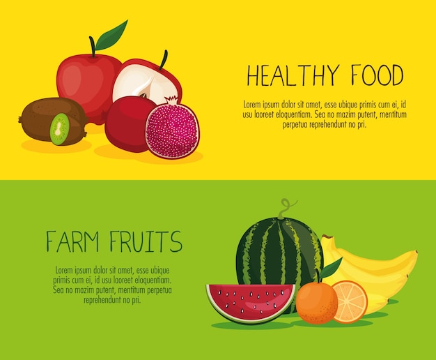 Délicieux Fruits Aliments Sains Vector Illustration Design