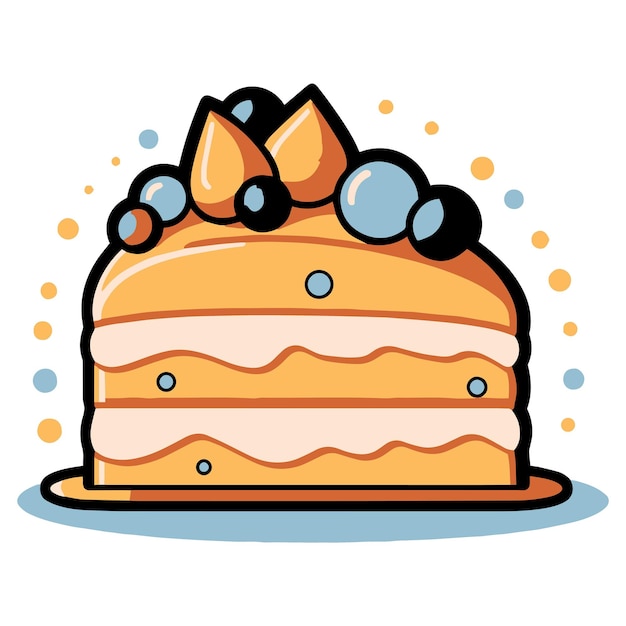 Délicieux gâteau dans un style d'art en ligne plate