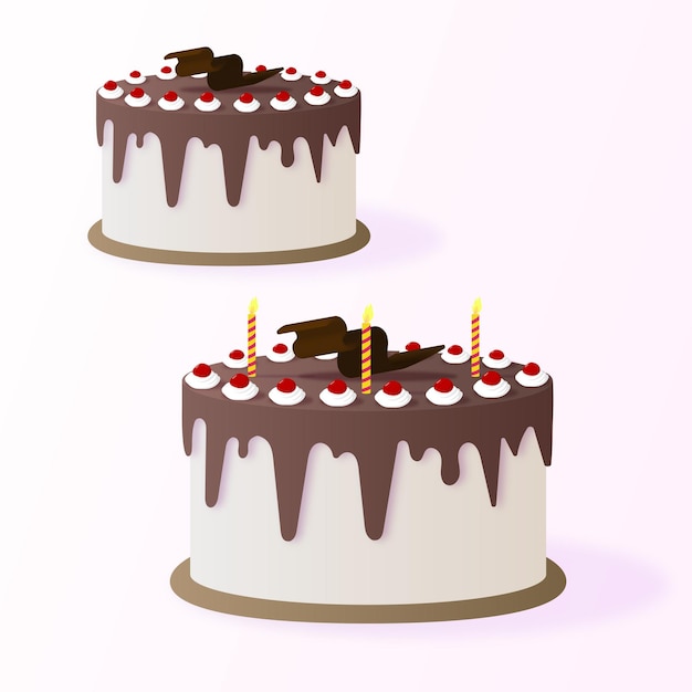 délicieux gâteau avec tarte à la crème sucrée et bougies