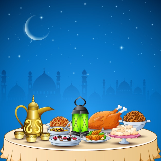 Vecteur délicieux plats pour la fête iftar