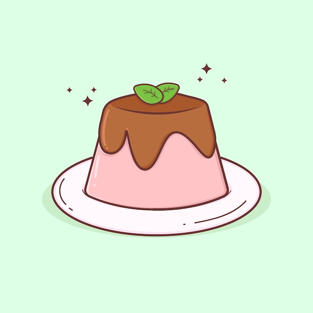 Délicieux Pudding Au Chocolat Aux Fraises Illustration D'art Mignon