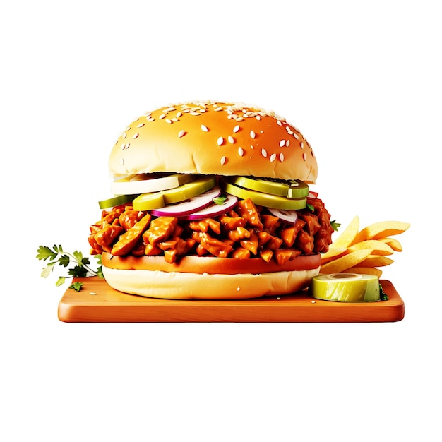 Vecteur délicieux sandwich burger avec oignon tomate bœuf et bacon frit
