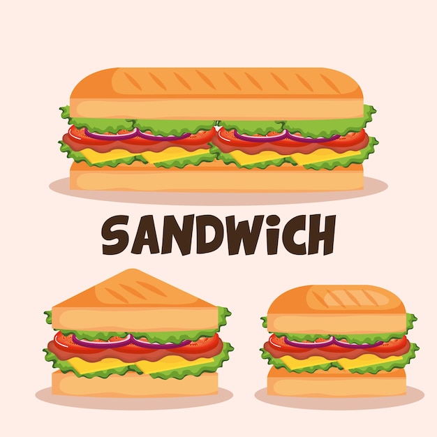 délicieux sandwich Fast-Food mis icônes