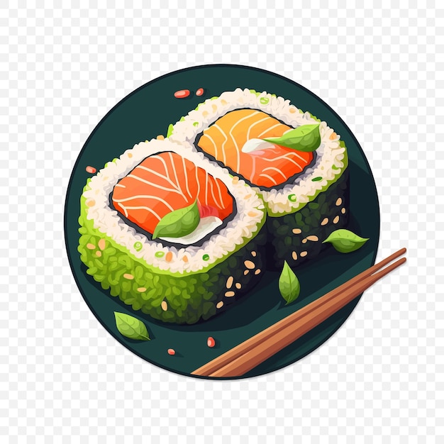 Délicieux sushis frais avec du poisson rouge Rouleaux de sushi Maki avec des baguettes Fruits de mer japonais Illustration vectorielle EPS 10