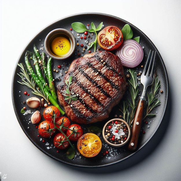 Delicious épicé Frais Tbone Filet Steak Viande Plat D'art Vectoriel Illustration Avatar Icône Papier Peint Pic