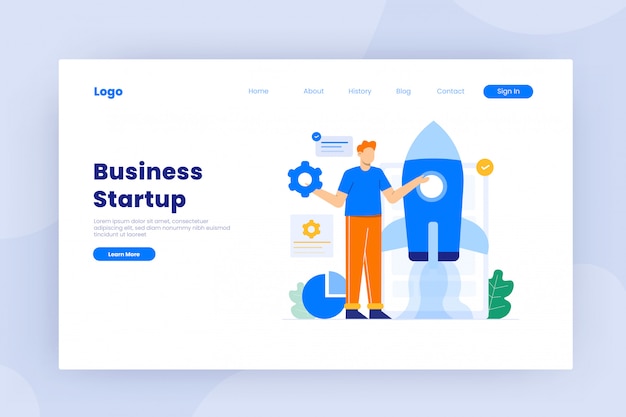Démarrage d'entreprise en illustration de concept design plat