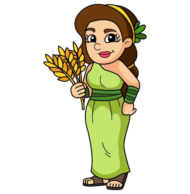 Vecteur démètre, déesse grecque, illustration de dessin animé