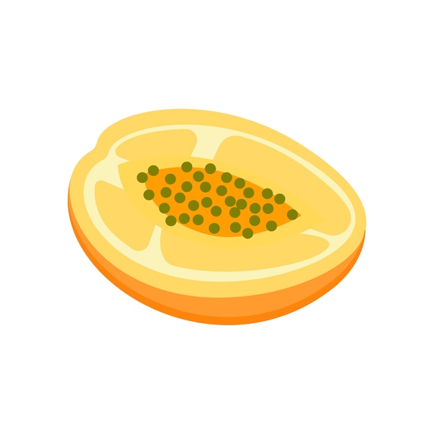 Un demi-melon isolé sur fond blanc demi-melon vecteur isométrique pour la conception de sites Web