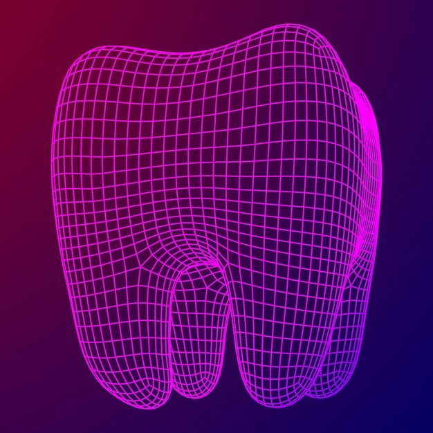 Dent filaire maille connexion structure illustration vectorielle médecine dentaire concept de santé