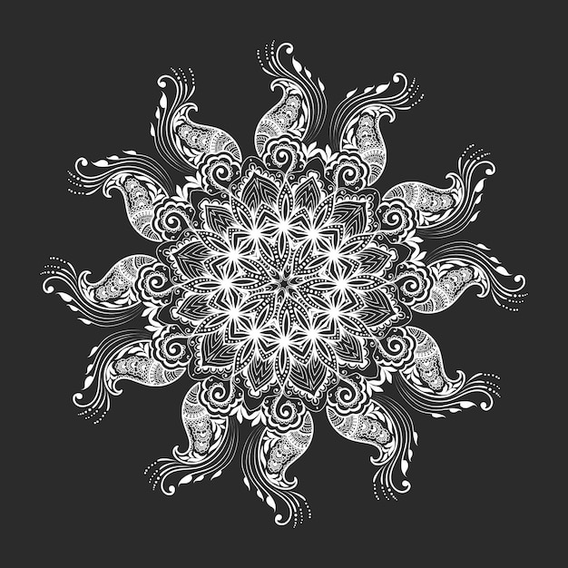 Vecteur dentelle ronde vectorielle avec éléments damassés et arabesques ornement traditionnel oriental de style mehndi