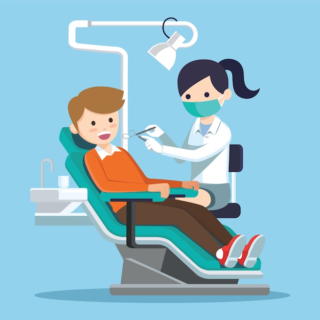 Dentiste, docteur, examiner, patient