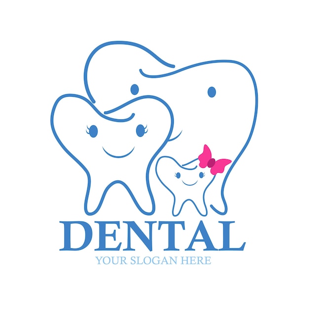 Dents Familiales Style D'élément, Design En Joli Logo Dentaire. Dentisterie Pédiatrique. Dents Saines