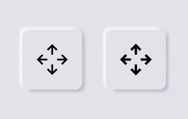 déplacer l'icône flèche faire glisser le symbole avec le style neumorphique ou les flèches de direction dans les boutons de neumorphisme