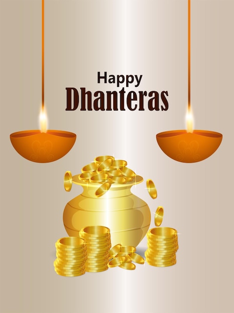 Dépliant De Célébration Des Dhanteras Heureux Du Festival Indien