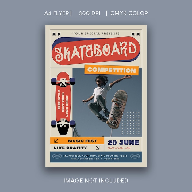 Dépliant de compétition de skateboard
