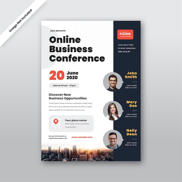 Dépliant de conférence d'affaires en ligne