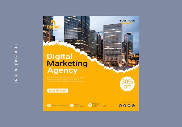 Vecteur un dépliant jaune pour une agence de marketing numérique