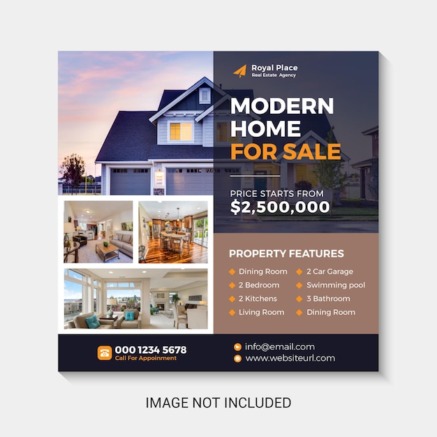 Un dépliant pour une maison moderne à vendre ouvert sur une page.