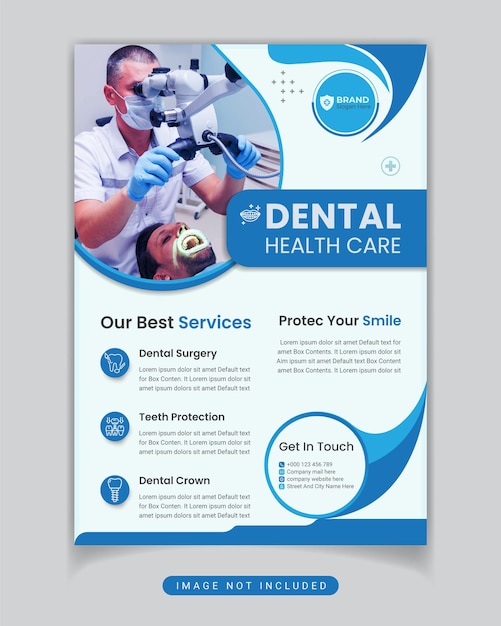 Vecteur dépliant sur les soins de santé des dentistes et médias sociaux conception de bannière dentaire plate