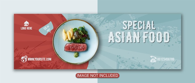Vecteur dépliant spécial sur la cuisine asiatique ou conception de la couverture de la nourriture asiatique sur les médias sociaux