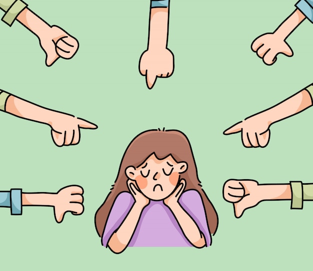 déprimé fille triste échec aucune inspiration mignon dessin animé illustration déçu