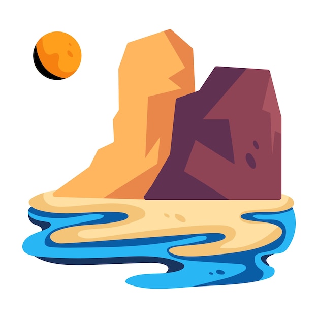 Vecteur dernière icône plate de la montagne rocheuse