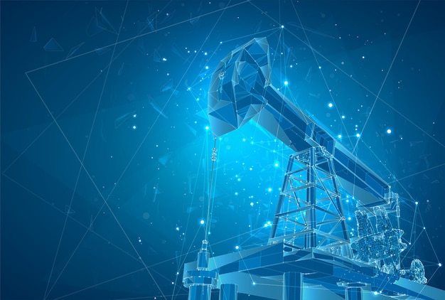 Derrick de pétrole vecteur objet 3d extraction de minéraux explosion abstraite de particules