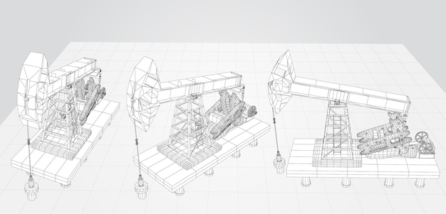 Derrick vecteur 3d objet exploitation minière de minéraux