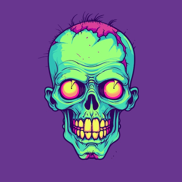 Description du T-shirt du crâne de zombie Description psychédélique