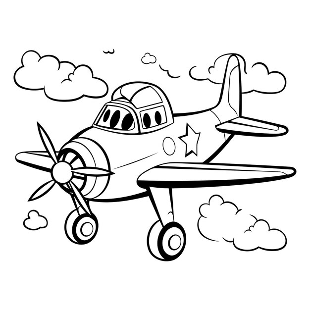 Description D'une Illustration Vectorielle D'un Avion De Dessin Animé