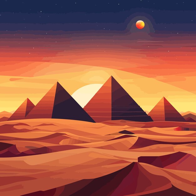 Desert_pyramides_oasis_vector_flat_illustration (en Anglais)