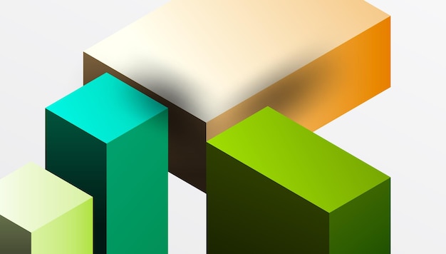 Design abstrait élégant avec des blocs 3D isométriques dans une composition moderne propre Parfait pour les thèmes d'inspiration technologique avec des couleurs vives et une précision géométrique