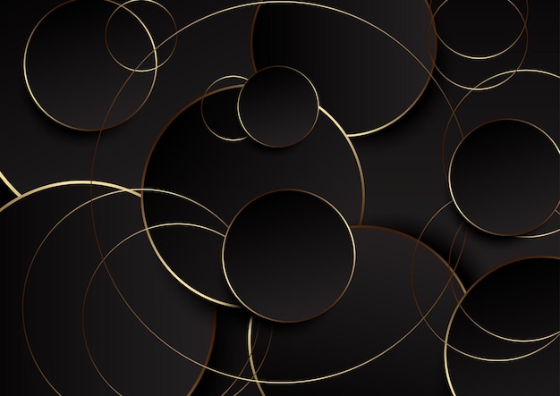 Design Abstrait Rétro Avec Des Cercles Dorés Et Noirs