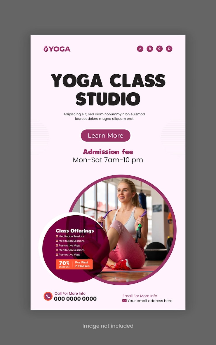 Vecteur design d'affiche et de flyer pour un studio de yoga