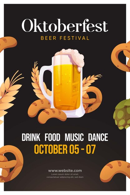 Design d'affiche de l'Oktoberfest avec de la bière et de la nourriture