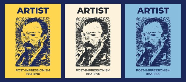 Vecteur design d'affiches de portraits post-impressionnistes