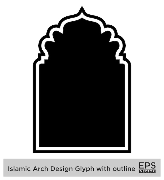 Design de l'arc islamique Glyphe avec contour Noir Silhouettes remplies Design de pictogramme symbole visuel