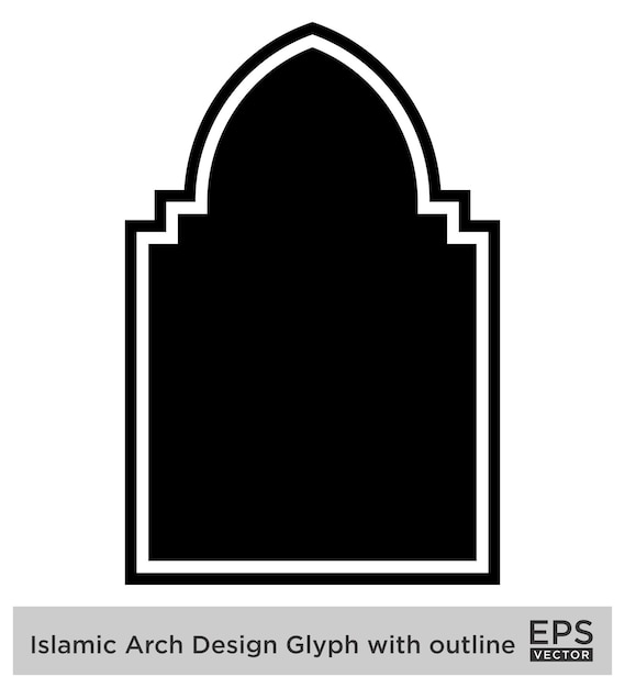 Design de l'arc islamique Glyphe avec contour Noir Silhouettes remplies Design de pictogramme symbole visuel