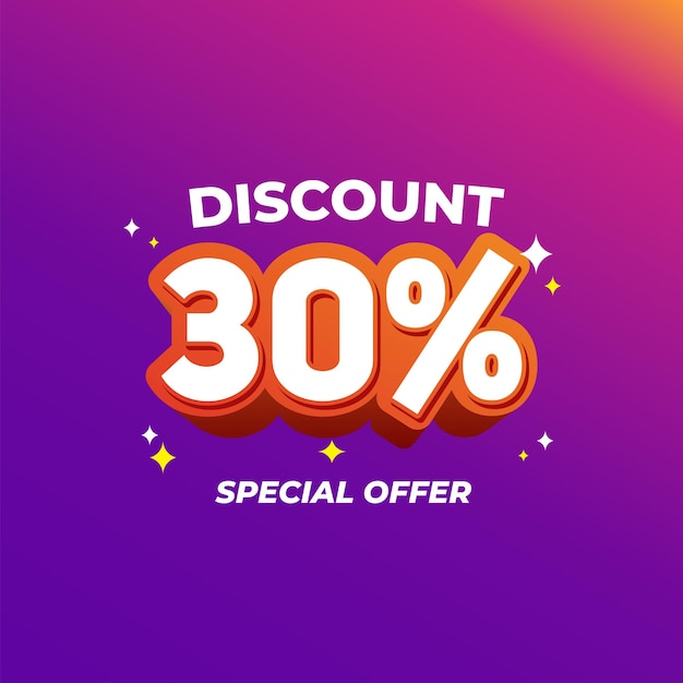 Design de bannière d'illustration vectorielle avec une étiquette de réduction de 30
