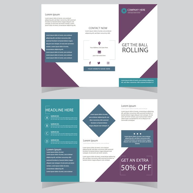 Design de brochure trifold avec des formes linéaires modèle d'entreprise pour flyer trifold