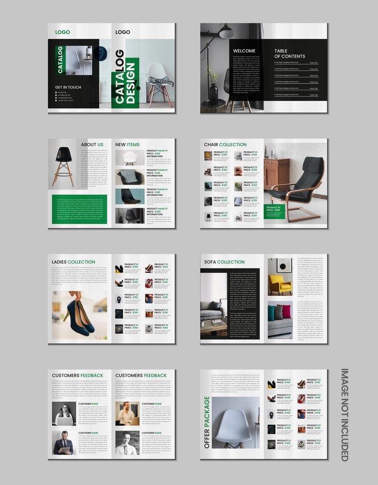 Design de catalogue de produits à plusieurs pages, de catalogue de produits de meubles d'entreprise, de catalogue de produits, de brochure de catalogue