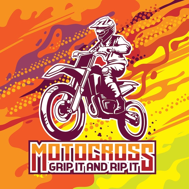 Vecteur le design de la chemise moto cross est splat halftone background par himawan rush x