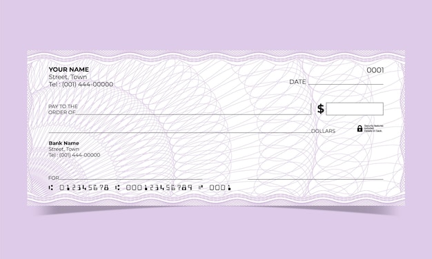 Design De Chèque Bancaire En Blanc, Ligne D'ondes, Dessin De Guilloche Vectoriel Pour Un Certificat Ou Un Billet De Banque